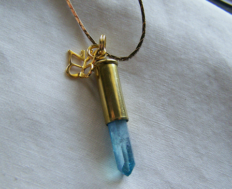Aqua aura stone quartz gold plated necklace - jewelry - by owner - sale -  craigslist
